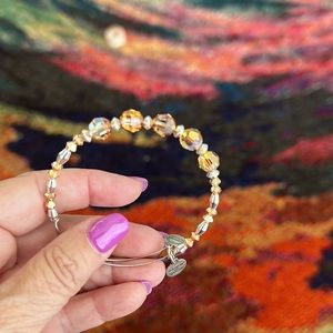 Amber and silver Swarovski Crystal bangle bracelet